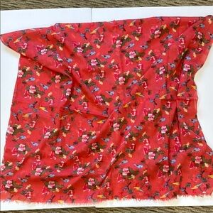 Large cotton voile floral print fringed scarf - 70 x 41 in.